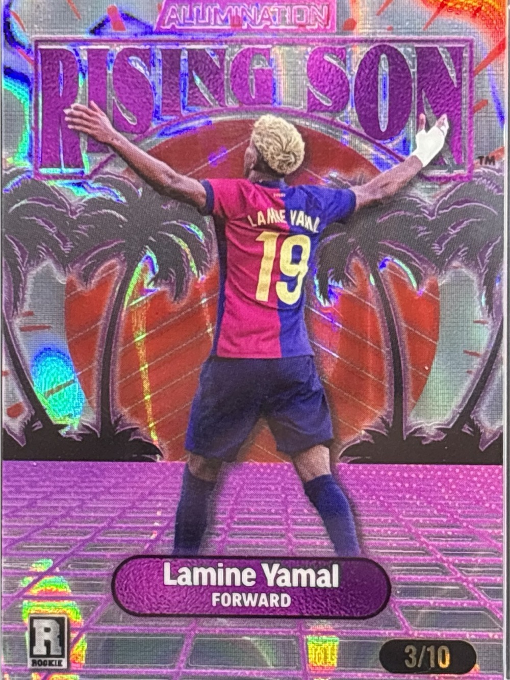 Wild Card Rising Son Lamine Yamal Holographic Rookie Soccer Card - LE 3/10
